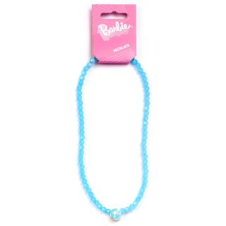 Barbie blue bead necklace with round Barbie bead charm