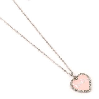 Barbie™️ Pink Enamel Heart Pendant Necklace with Crystal