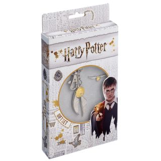 Harry Potter Golden Snitch Keychain and Pin Badge Set