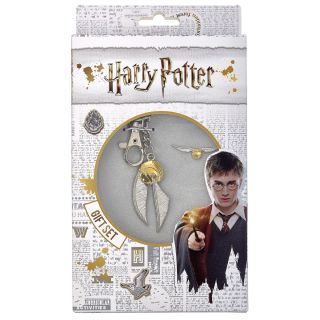 Harry Potter Golden Snitch Keychain and Pin Badge Set
