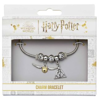 Harry Potter Charm Set Silver Bracelet/Deathly Hallows/ Snitch