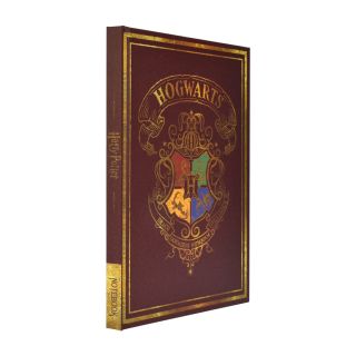 Harry Potter Hardcover Burgundy Journal - Colorful Hogwarts Crest (6" x 8")