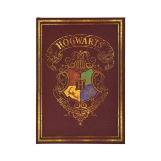 Harry Potter Hardcover Burgundy Journal - Colorful Hogwarts Crest (6" x 8")