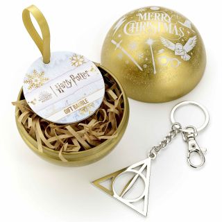 Harry Potter Gold Bauble with Deathly Hallows Keyring