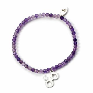 Harry Potter Semi Precious Stone Bracelet with Sterling Silver Lightning bolt & Glasses Charm