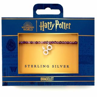 Harry Potter Semi Precious Stone Bracelet with Sterling Silver Lightning bolt & Glasses Charm