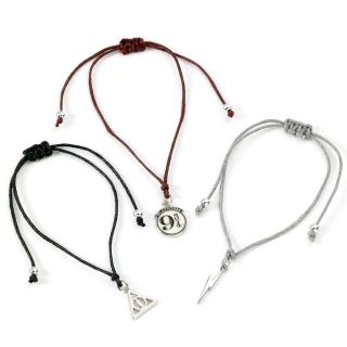 Harry Potter Platform 9 3/4,Lightning Bolt & Deathly Hallows Friendship Bracelet Set