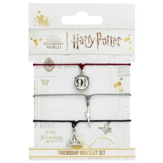 Harry Potter Platform 9 3/4,Lightning Bolt & Deathly Hallows Friendship Bracelet Set