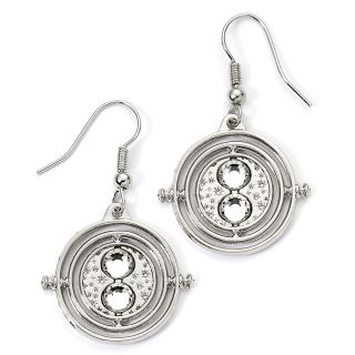 Harry Potter Silver Tone Time Turner Drop Earrings