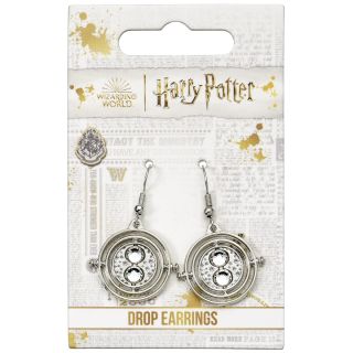 Harry Potter Silver Tone Time Turner Drop Earrings