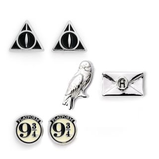 Harry Potter Stud Earring Set: Platform 9 3/4, Hedwig & Letter, Deathly Hallows 