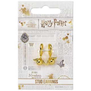 Harry Potter Golden Snitch Gold Tone Huggy Earrings