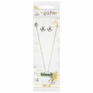 Harry Potter Slytherin Bar Necklace and Stud Earrings Set
