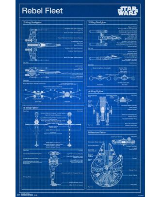 Star Wars Rebel Alliance Fleet Blueprint 22x34 Vertical Poster