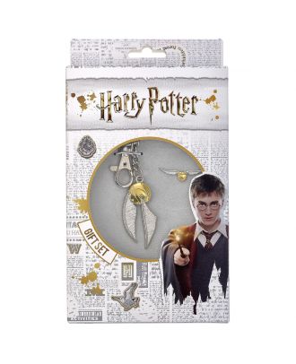 Harry Potter Golden Snitch Keychain and Pin Badge Set