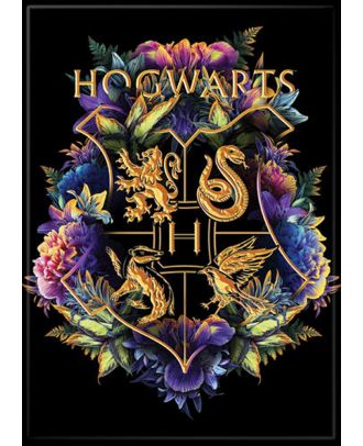  Harry Potter Hogwarts Crest on Black 3.5 x 2.5 Magnet 