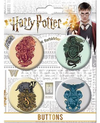 Harry Potter Art House Crests Carded Button Set