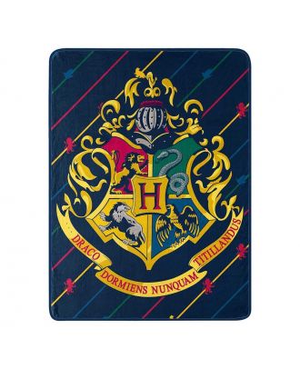 Harry Potter Hogwarts Crest Pinstripes Micro Raschel Throw Blanket