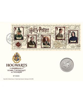 Harry Potter Ltd Edition Hogwarts Medal Cover Postage Stamp Set