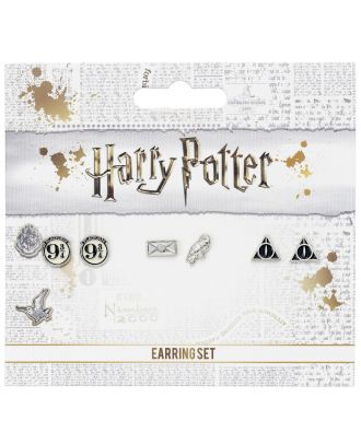 Harry Potter Stud Earring Set: Platform 9 3/4, Hedwig & Letter, Deathly Hallows 