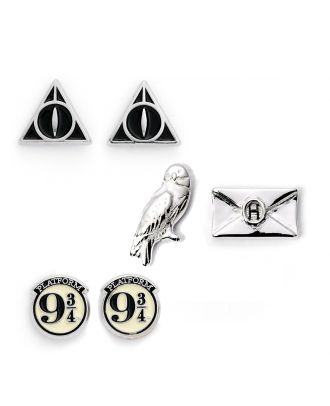 Harry Potter Stud Earring Set: Platform 9 3/4, Hedwig & Letter, Deathly Hallows 